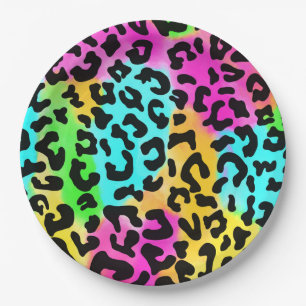 Assiettes En Carton Leopard Wild Cat Rainbow Motif, Leopard Cadeau