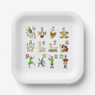 Assiettes En Carton Les 12 Jours de Noël Plaques de papier