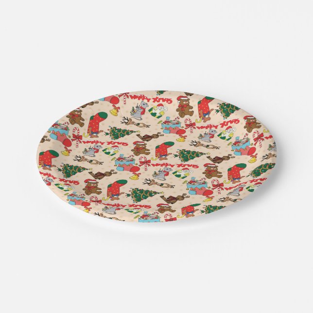 Assiettes En Carton Les animaux des bois Noël (Angle)