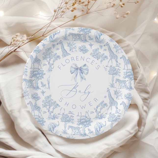 Assiettes En Carton Les animaux Safari Toile de Jouy Baby shower (Créateur téléchargé)