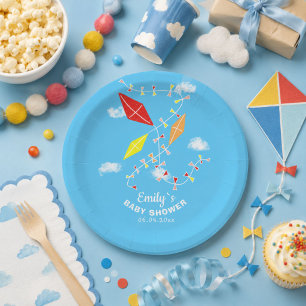 Assiettes En Carton Les cerfs-volants dans la fête du Baby shower Sky