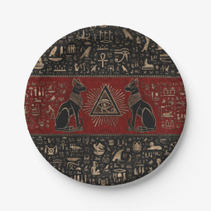Assiettes En Carton Les chats égyptiens et l'oeil d'Horus