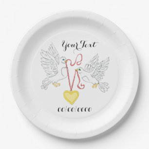 Assiettes En Carton Les colombes de l'amour