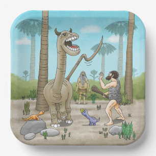 Assiettes En Carton Les dinosaures rencontrent l'âge de pierre