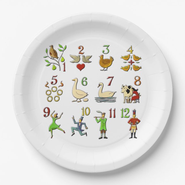 Assiettes En Carton Les douze jours de Noël (Devant)