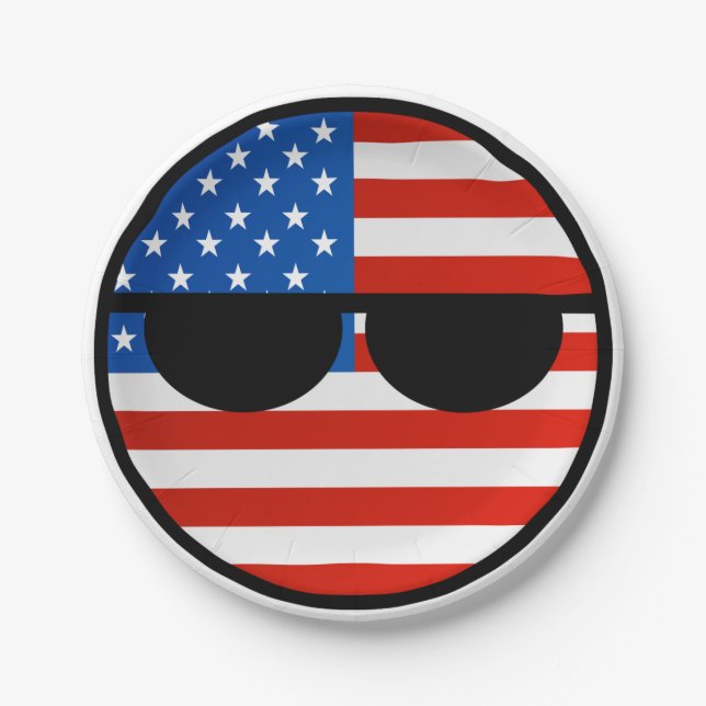 Assiettes En Carton Les Etats-Unis Geeky tendants drôles Countryball (Devant)