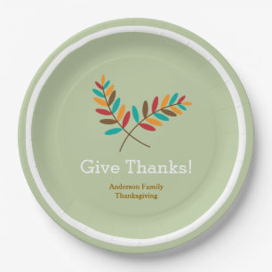 Assiettes En Carton Les Feuilles D'Automne Remercient, Thanksgiving Pe