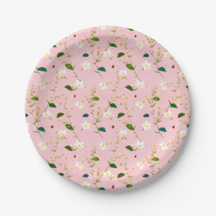 Assiettes En Carton Les fleurs de printemps géantes roses s'épanouis