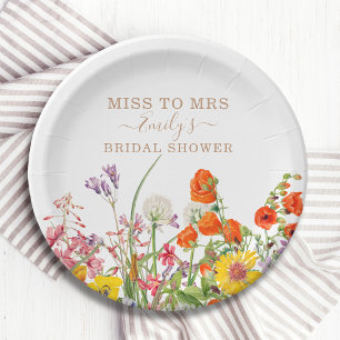 Assiettes En Carton Les Fleurs Sauvages Colorées Manquent À Mme Fête d