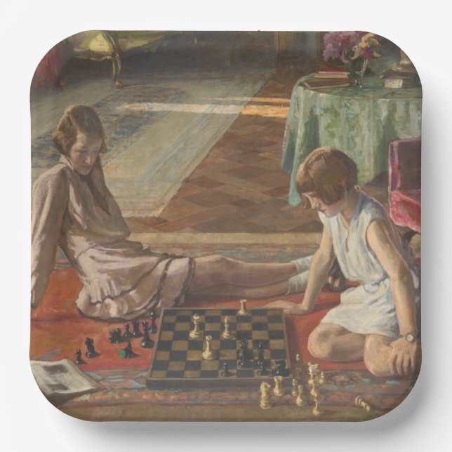 Assiettes En Carton Les joueurs d'échecs (par John Lavery) (Recto)