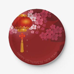 Assiettes En Carton Les Lanterns Hao Dao Joyeux PPP pour le Nouvel An 