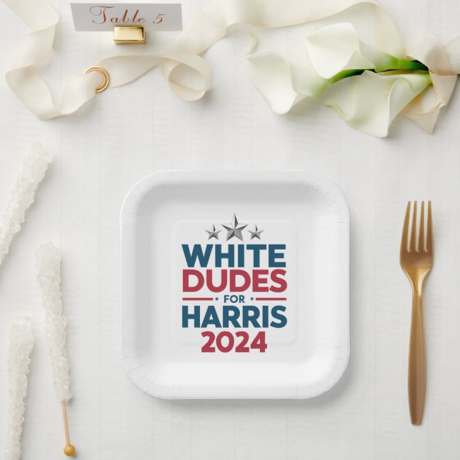 Assiettes En Carton Les Mecs Blancs De L'Élection Harris-2024 (Mariage)