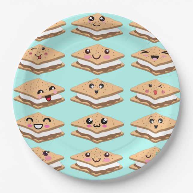 Assiettes En Carton Les nombreux visages de s'mores (Devant)