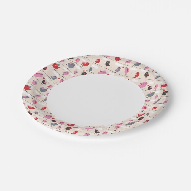 Assiettes En Carton Les oiseaux amoureux (Angle)