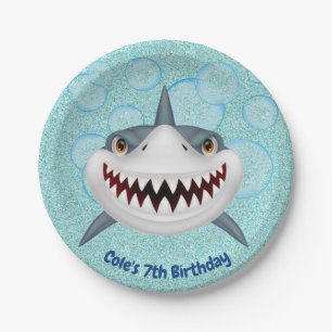 Assiettes En Carton Les parties scintillantes d'Aqua badinent les