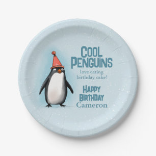 Assiettes En Carton Les pingouins cool fêtent l'anniversaire de l'enfa