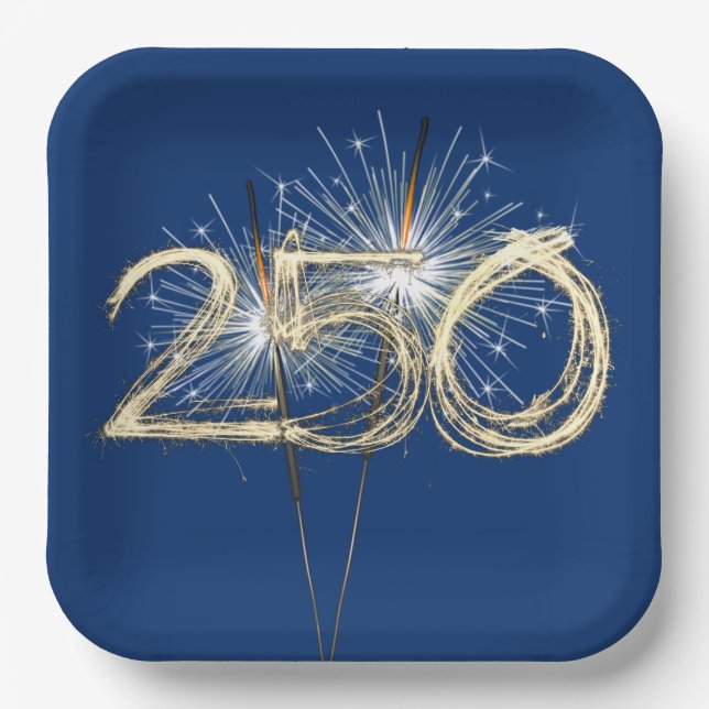 Assiettes En Carton Les scintillants américains du 250e anniversaire d (Recto)