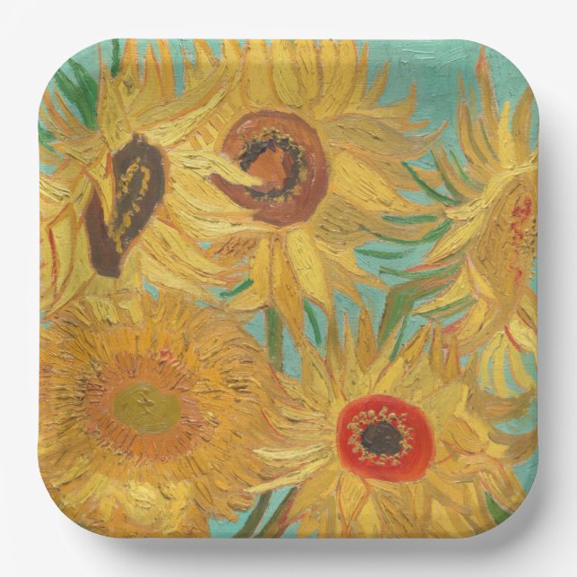 Assiettes En Carton Les tournesols de Van Gogh  (Recto)