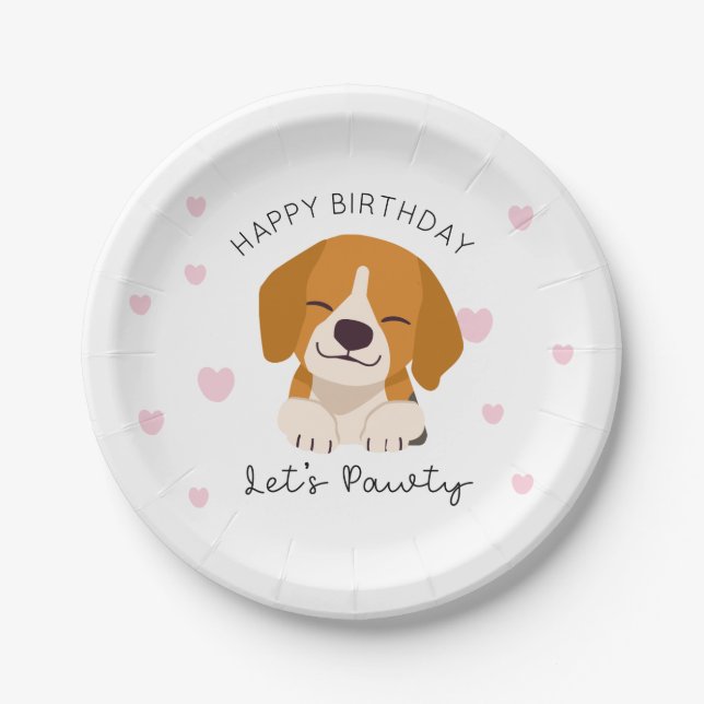 Assiettes En Carton Lets Pawty Puppy Papier Plaques Amoureux des chien (Devant)
