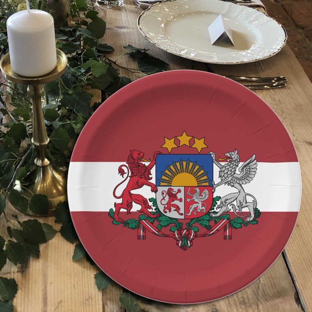 Assiettes En Carton Lettonie, Drapeau letton, anniversaire /sport (Créateur téléchargé)