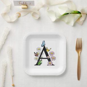 Assiettes En Carton LETTRE A DU BROUILLARD D'AQUATIE Florale