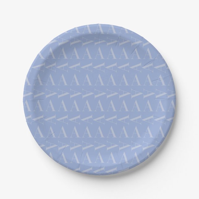 Assiettes En Carton LETTRE INITIALE MONOGRAPHIQUE A Bleu (Devant)