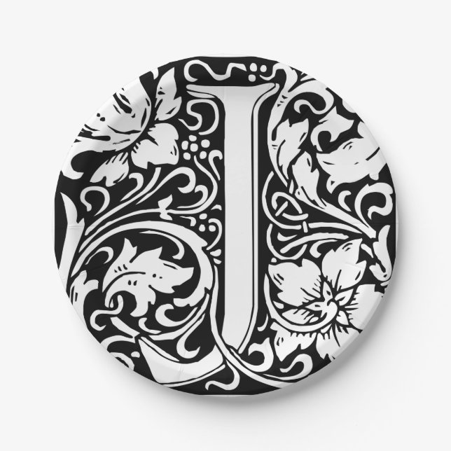 Assiettes En Carton Lettre J Monogramme médiéval Art Nouveau (Devant)