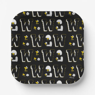 Assiettes En Carton Lettre sport Woodstock Varsity Motif