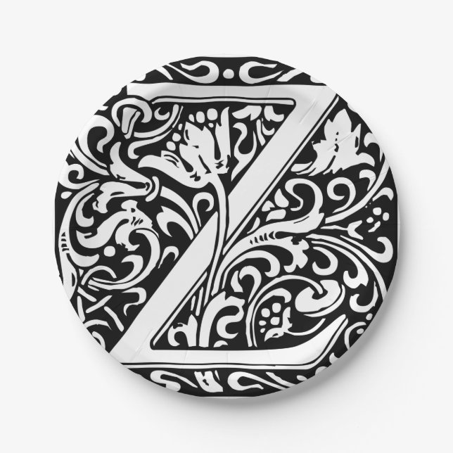 Assiettes En Carton Lettre Z Monogramme médiéval Art Nouveau (Devant)