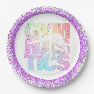 Assiettes En Carton Lettres de gymnastique Confetti avec Parties scint
