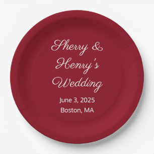 Assiettes En Carton Lettres douces Mariage Maroon