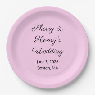 Assiettes En Carton Lettres douces Mariage rose et noir