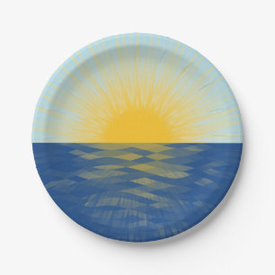 Assiettes En Carton Lever de soleil sur l'océan Nouveaux débuts