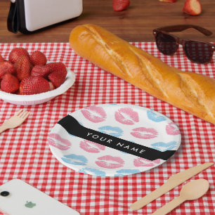 Assiettes En Carton Lèvres Roses, Lèvres Bleues, Baiser, Votre Nom, Pe