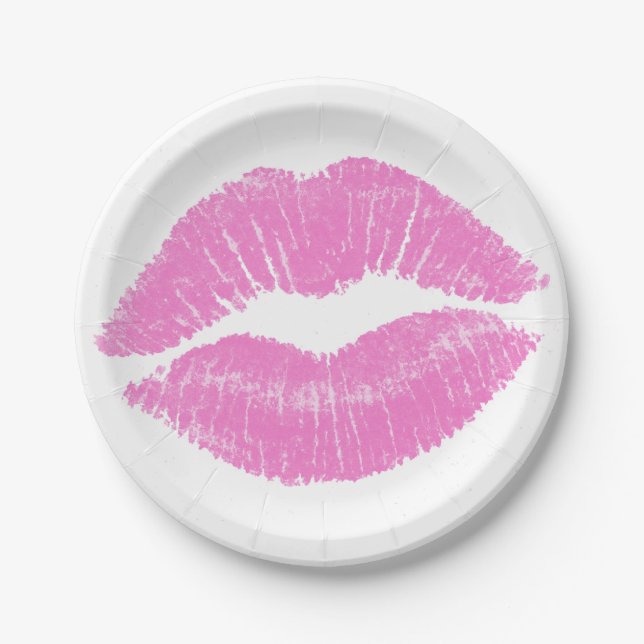 Assiettes En Carton Lèvres roses Lipstick Lip Stain maquillage beauté (Devant)