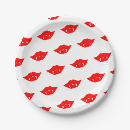 Assiettes En Carton Lèvres rouge Vampire brillantes