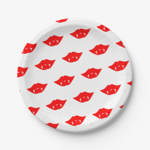 Assiettes En Carton Lèvres rouge Vampire brillantes