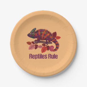 Assiettes En Carton Lézard d'iguane, règle de reptiles