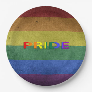 Assiettes En Carton LGBT Rainbow Pride drapeau style rétro