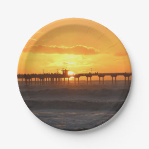 Assiettes En Carton L'homologue californien au coucher du soleil