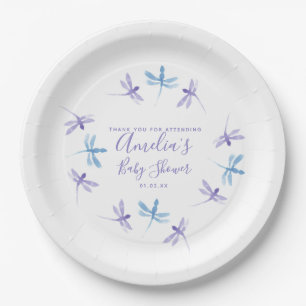 Assiettes En Carton Libellules Baby Shower Peintes à la Main