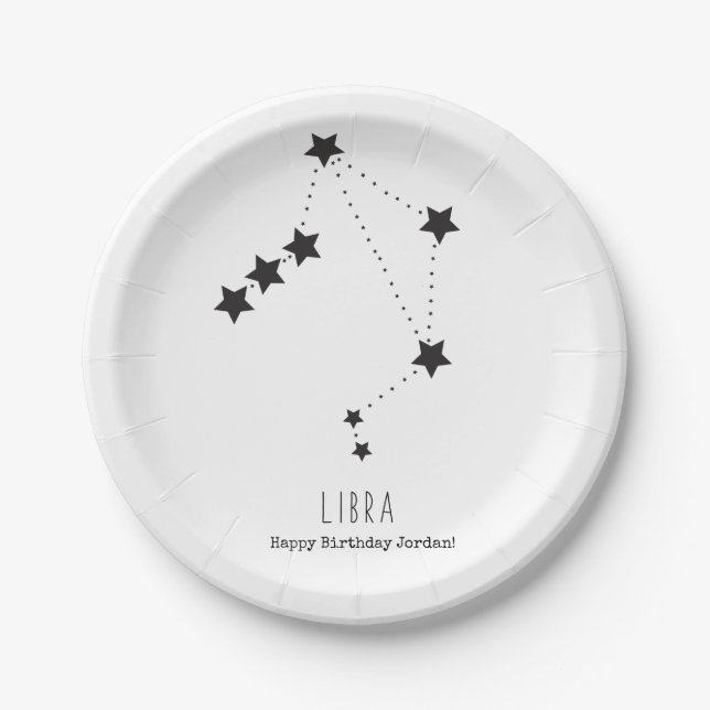 Assiettes En Carton Libra Nom personnalisé Octobre Plaque papier d'ann (Devant)