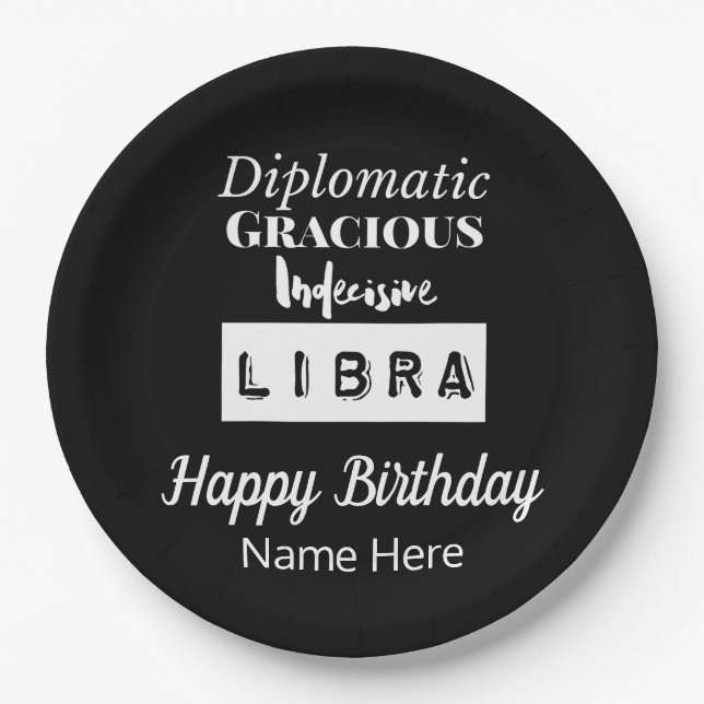 Assiettes En Carton Libra Zodiac Caractéristiques amusantes Anniversai (Devant)