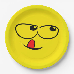 Assiettes En Carton Licking Face drôle Emoticon Party