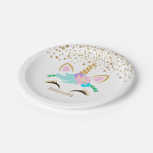 Assiettes En Carton Licorne magique d'anniversaire