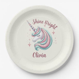 Assiettes En Carton Licorne Magique Mignonne Brillez