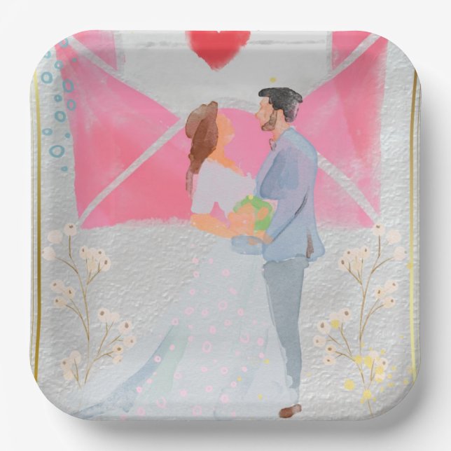 Assiettes En Carton lieu de réception de mariage  (Recto)