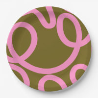 Ligne Abstraite Rose Et Vert Olive
