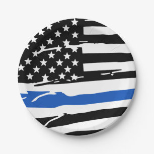 Assiettes En Carton Ligne Bleue Mince Indicateur Police Police Police 