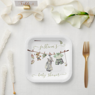 Assiettes En Carton Ligne de Baby shower de golf Preppy